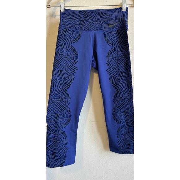 Nike Royal Blue Tribal Yoga Leggings Capris Legendary Print Dri Fit Training XS - Picture 11 of 12